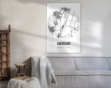 Akersloot (Noord-Holland) | Karte | Schwarz und Weiß von Rezona