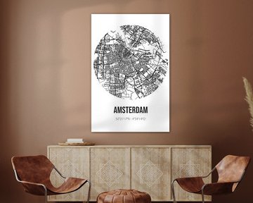 Amsterdam (Noord-Holland) | Karte | Schwarz und weiß von Rezona