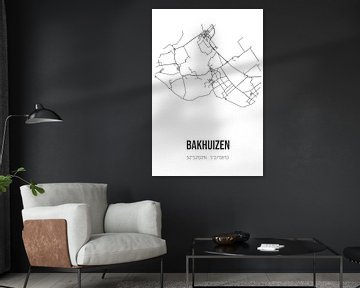 Bakhuizen (Fryslan) | Carte | Noir et blanc sur Rezona