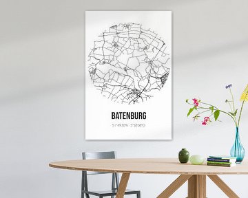 Batenburg (Gelderland) | Landkaart | Zwart-wit van Rezona
