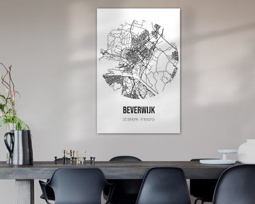 Beverwijk (Noord-Holland) | Map | Black and white by Rezona