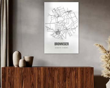 Bronneger (Drenthe) | Landkaart | Zwart-wit van MijnStadsPoster