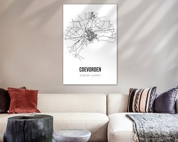 Coevorden (Drenthe) | Landkaart | Zwart-wit van MijnStadsPoster