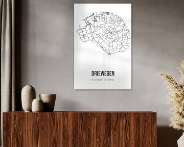 Driewegen (Zeeland) | Carte | Noir et blanc sur Rezona