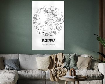 Eastermar (Fryslan) | Landkaart | Zwart-wit van Rezona