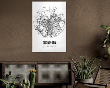 Groningen (Groningen) | Landkaart | Zwart-wit van MijnStadsPoster