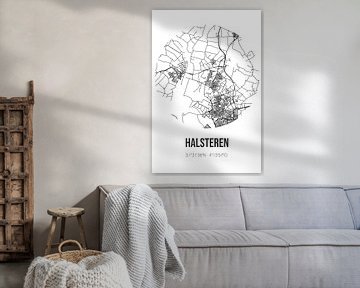Halsteren (Noord-Brabant) | Karte | Schwarz und Weiß von Rezona