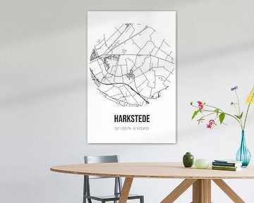 Harkstede (Groningen) | Landkaart | Zwart-wit van MijnStadsPoster