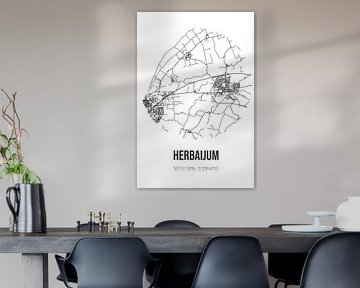 Herbaijum (Fryslan) | Landkaart | Zwart-wit van MijnStadsPoster