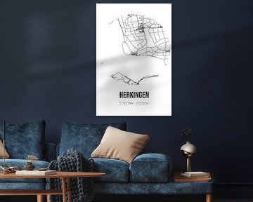 Herkingen (Süd-Holland) | Karte | Schwarz-Weiß von Rezona