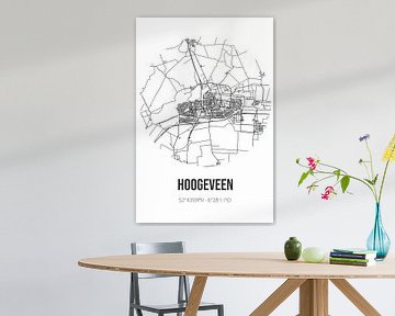 Hoogeveen (Drenthe) | Landkaart | Zwart-wit van MijnStadsPoster