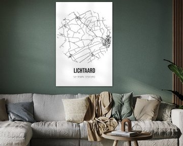Lichtaard (Fryslan) | Karte | Schwarz und weiß von Rezona