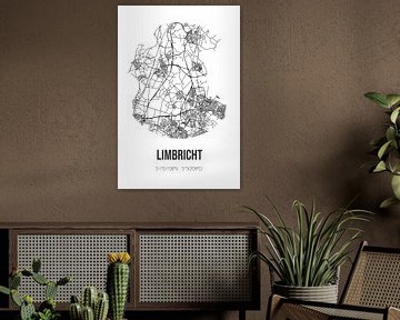 Limbricht (Limburg) | Landkaart | Zwart-wit van Rezona