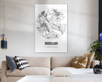 Middelaar (Limburg) | Karte | Schwarz und weiß von Rezona
