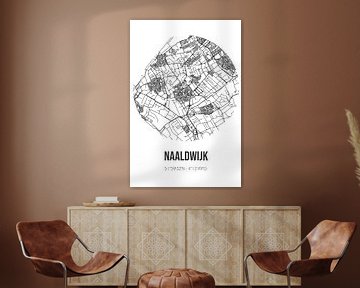 Naaldwijk (Zuid-Holland) | Landkaart | Zwart-wit van MijnStadsPoster