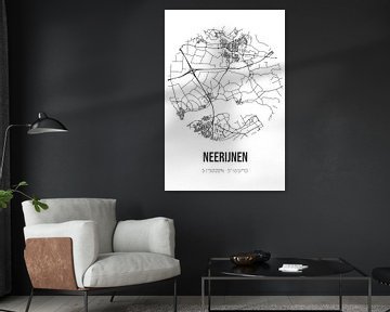 Neerijnen (Gueldre) | Carte | Noir et blanc sur Rezona