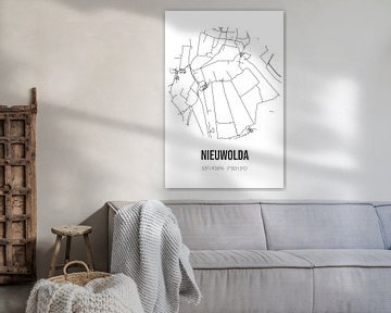 Nieuwolda (Groningen) | Landkaart | Zwart-wit van MijnStadsPoster