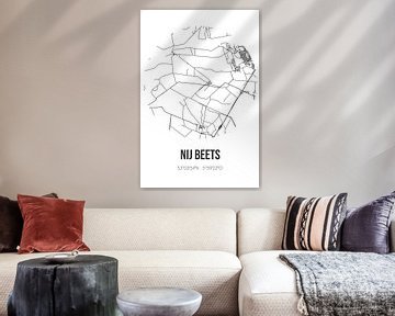 Nij Beets (Fryslan) | Map | Black and white by Rezona