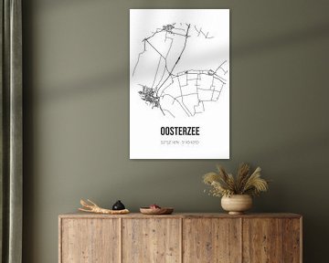 Oosterzee (Fryslan) | Map | Black and white by Rezona