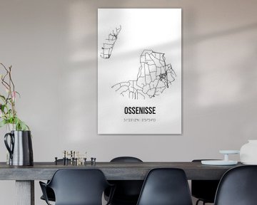 Ossenisse (Zeeland) | Carte | Noir et blanc sur Rezona