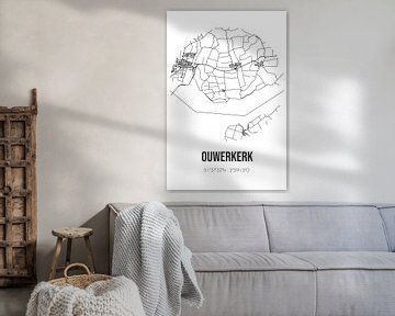 Ouwerkerk (Zeeland) | Landkaart | Zwart-wit van MijnStadsPoster