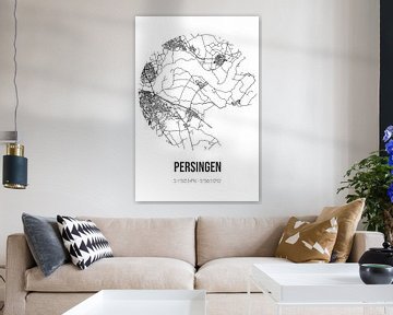 Persingen (Gelderland) | Landkaart | Zwart-wit van MijnStadsPoster