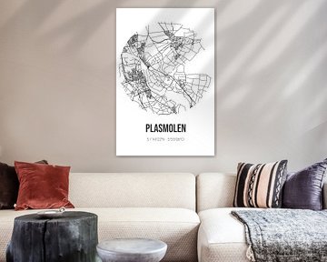 Plasmolen (Limburg) | Landkaart | Zwart-wit
