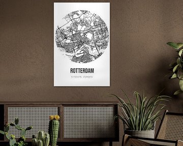 Rotterdam (South-Holland) | Map | Black and white by Rezona