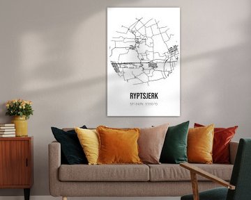 Ryptsjerk (Fryslan) | Map | Black and white by Rezona