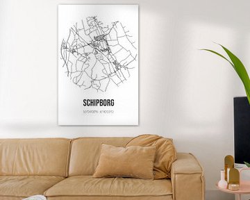 Schipborg (Drenthe) | Landkaart | Zwart-wit van MijnStadsPoster