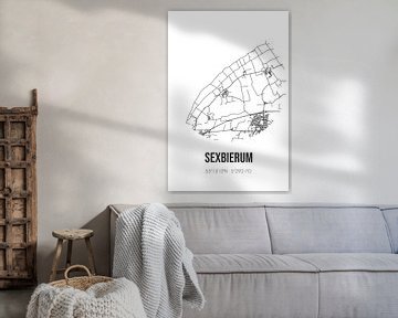 Sexbierum (Fryslan) | Landkaart | Zwart-wit van MijnStadsPoster