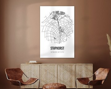 Staphorst (Overijssel) | Landkaart | Zwart-wit van MijnStadsPoster