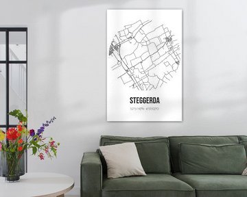 Steggerda (Fryslan) | Landkaart | Zwart-wit van Rezona