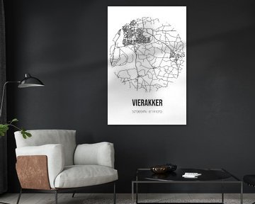 Vierakker (Gelderland) | Landkaart | Zwart-wit van Rezona