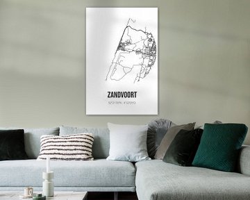 Zandvoort (Noord-Holland) | Landkaart | Zwart-wit van Rezona