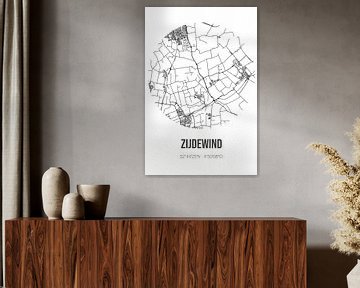 Zijdewind (Noord-Holland) | Karte | Schwarz und Weiß von Rezona