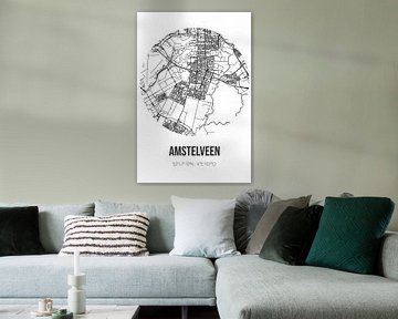 Amstelveen (Noord-Holland) | Landkaart | Zwart-wit van Rezona
