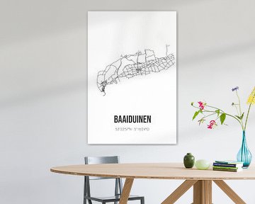 Baaiduinen (Fryslan) | Carte | Noir et blanc sur Rezona