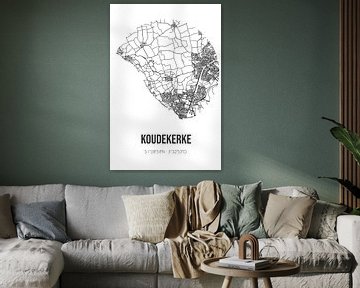 Koudekerke (Zeeland) | Karte | Schwarz und Weiß von Rezona