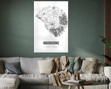 Koudekerke (Zeeland) | Landkaart | Zwart-wit van MijnStadsPoster