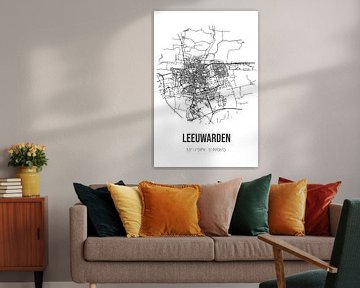 Leeuwarden (Fryslan) | Carte | Noir et blanc sur Rezona