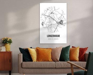 Longerhouw (Fryslan) | Carte | Noir et blanc sur Rezona