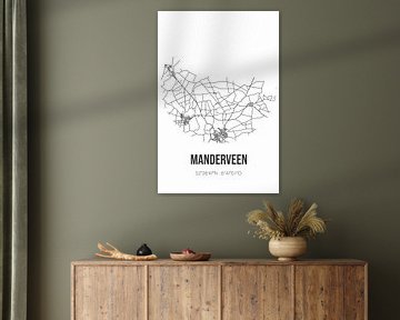 Manderveen (Overijssel) | Carte | Noir et blanc sur Rezona