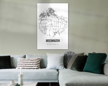 Meedhuizen (Groningen) | Landkaart | Zwart-wit van MijnStadsPoster