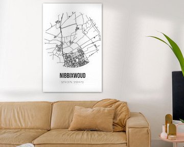 Nibbixwoud (Noord-Holland) | Karte | Schwarz und Weiß von Rezona