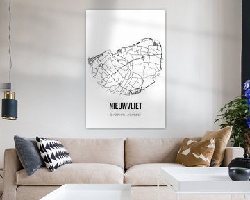 Nieuwvliet (Zeeland) | Carte | Noir et blanc sur Rezona