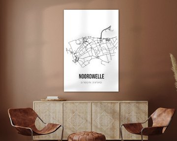 Noordwelle (Zeeland) | Carte | Noir et blanc sur Rezona