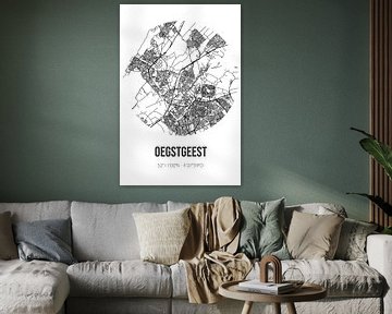 Oegstgeest (Zuid-Holland) | Landkaart | Zwart-wit van MijnStadsPoster