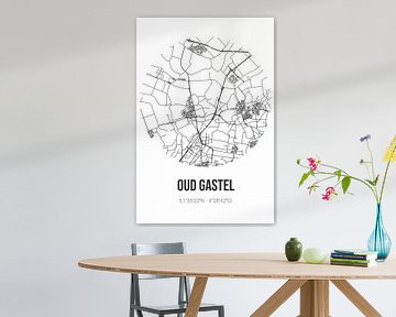 Oud Gastel (Noord-Brabant) | Landkaart | Zwart-wit van Stad & Wand