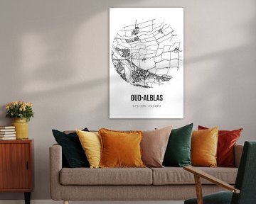 Oud-Alblas (Zuid-Holland) | Landkaart | Zwart-wit van Rezona